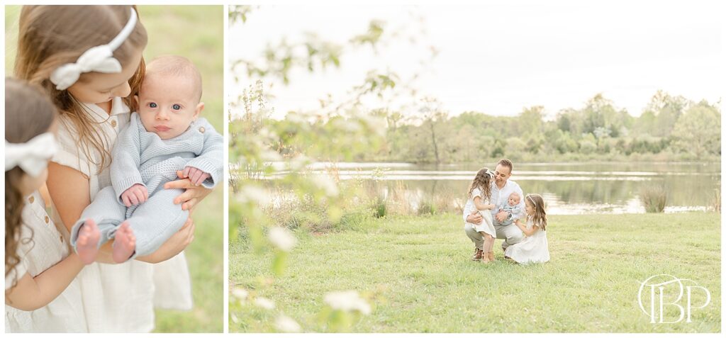 Dad having sweet moment with kids in Virginia