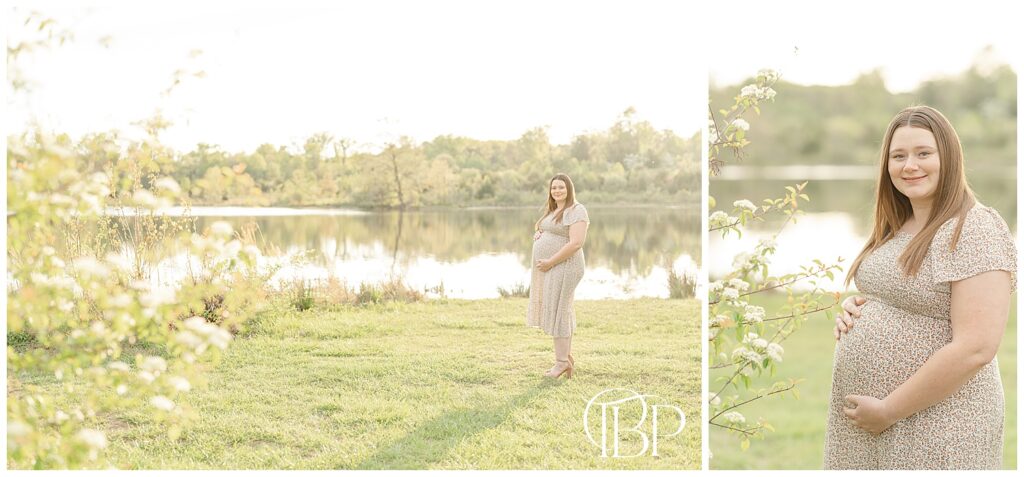 Expecting mom on a sunny day during spring mini session in Virginia