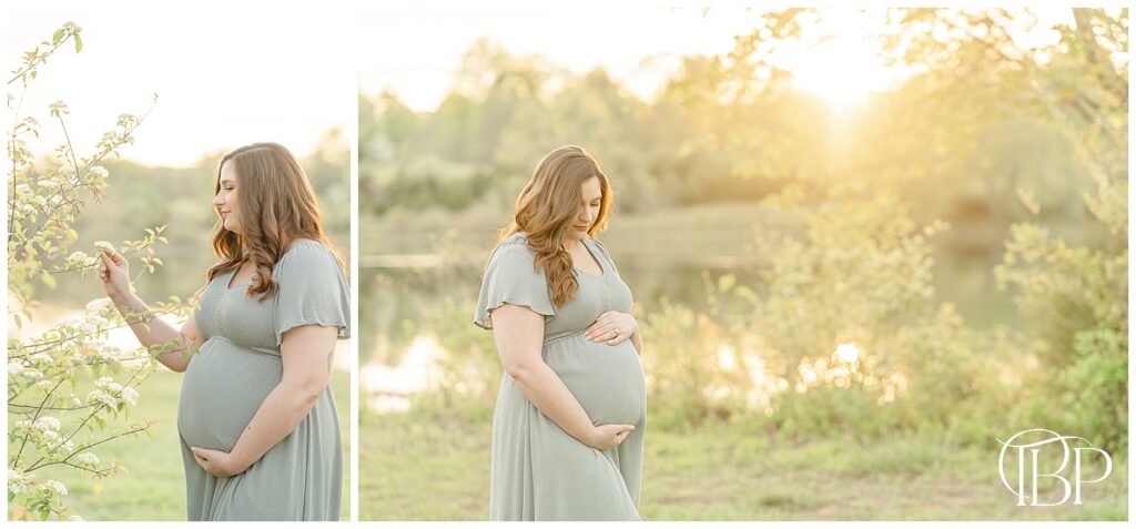 First time mom and that golden hour sun glow during spring minis in Virginia