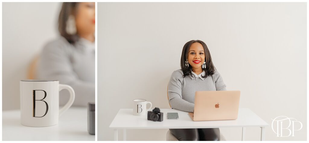 Office headshot during branding photos in Sterling, Virginia