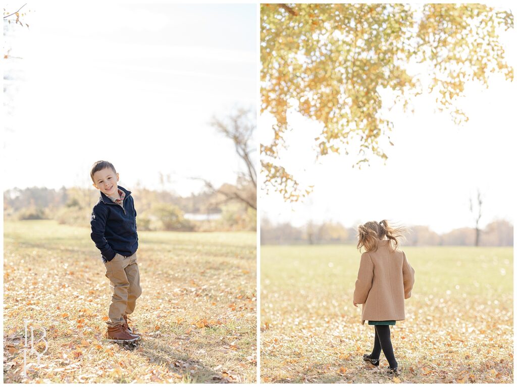 Girl playing, boy smiling