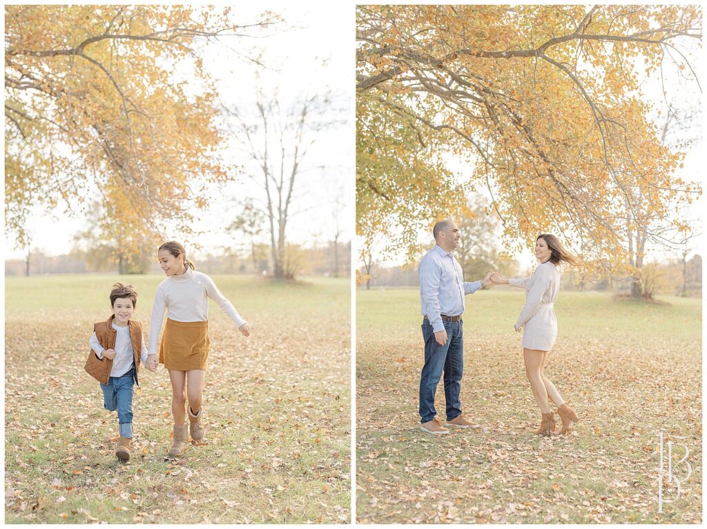 Kids running, parents dancing