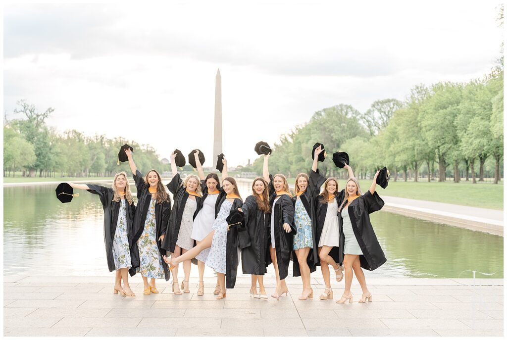 College friends in their graduation gown