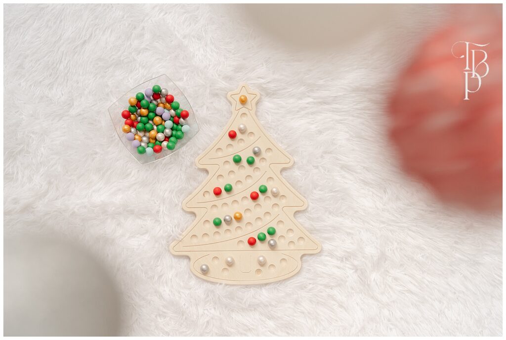 Wooden Christmas tree activity board for kids