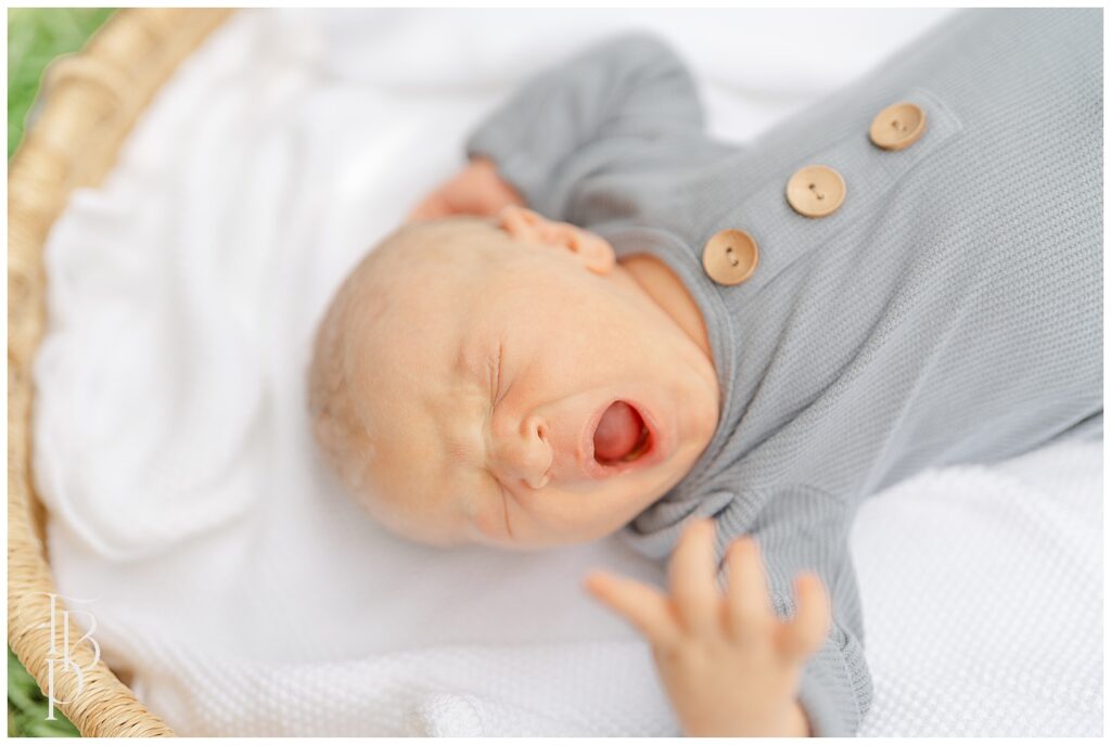 Baby yawning taken by Ashburn,VA newborn photography