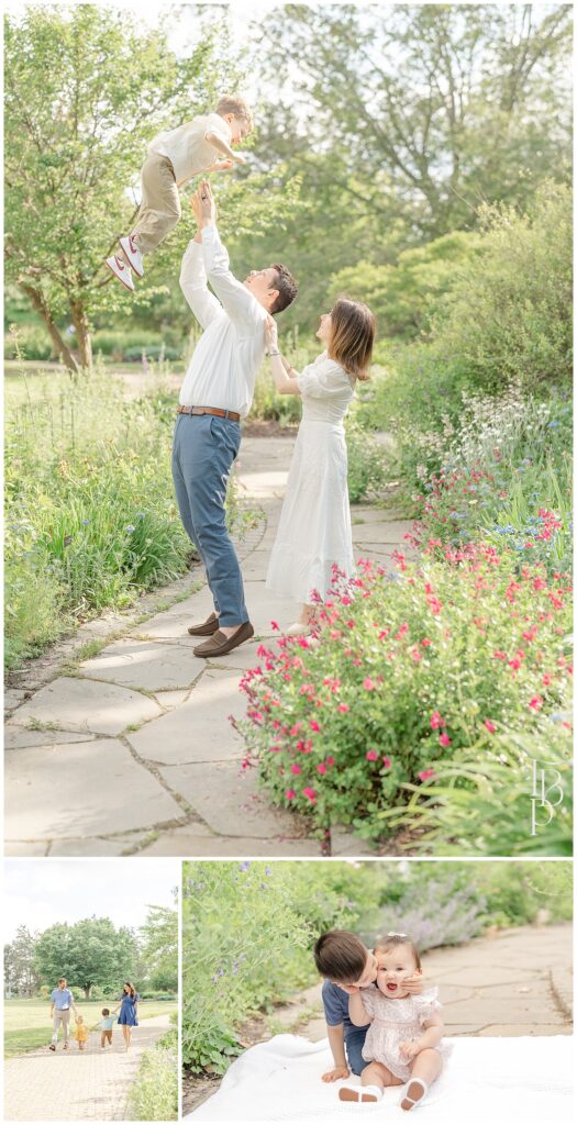 Families during garden spring mini session