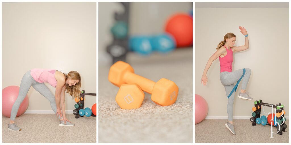 Woman working out at home