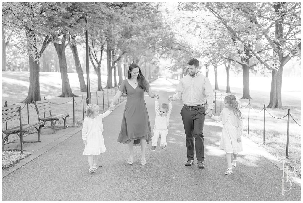 Family playing at the park