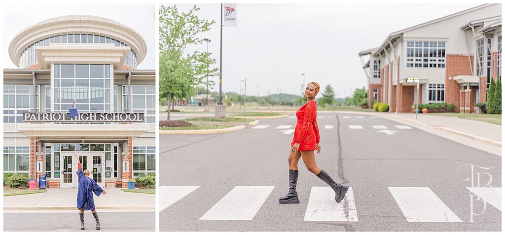 Senior session at a high school campus