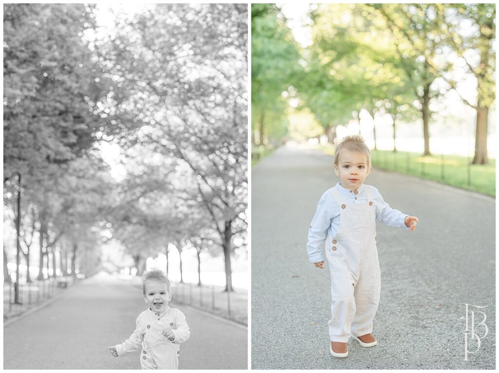 Toddler exploring the park