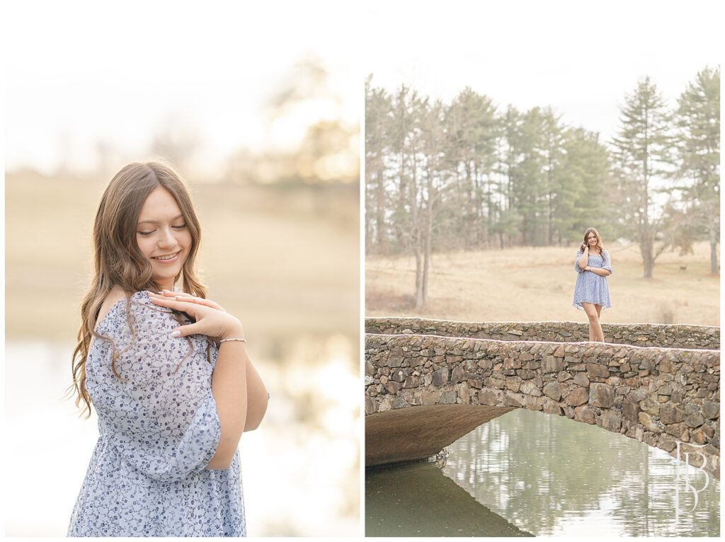 Senior photos with a body of water in VA