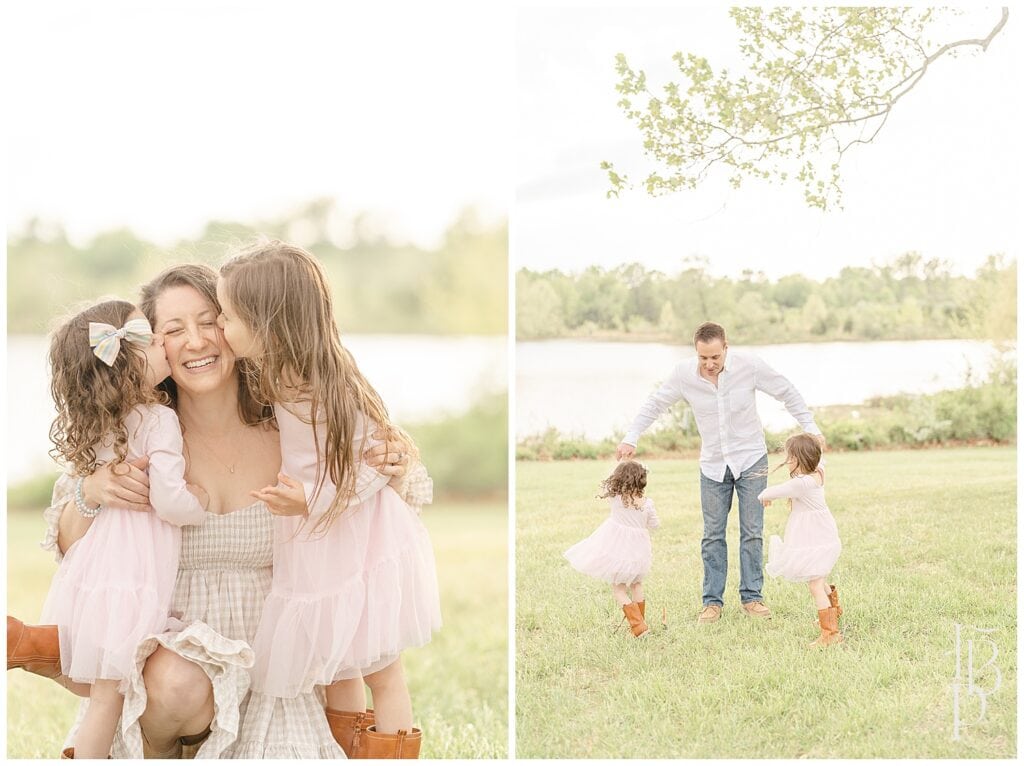 Family photos by the lake in Haymarket, Virginia