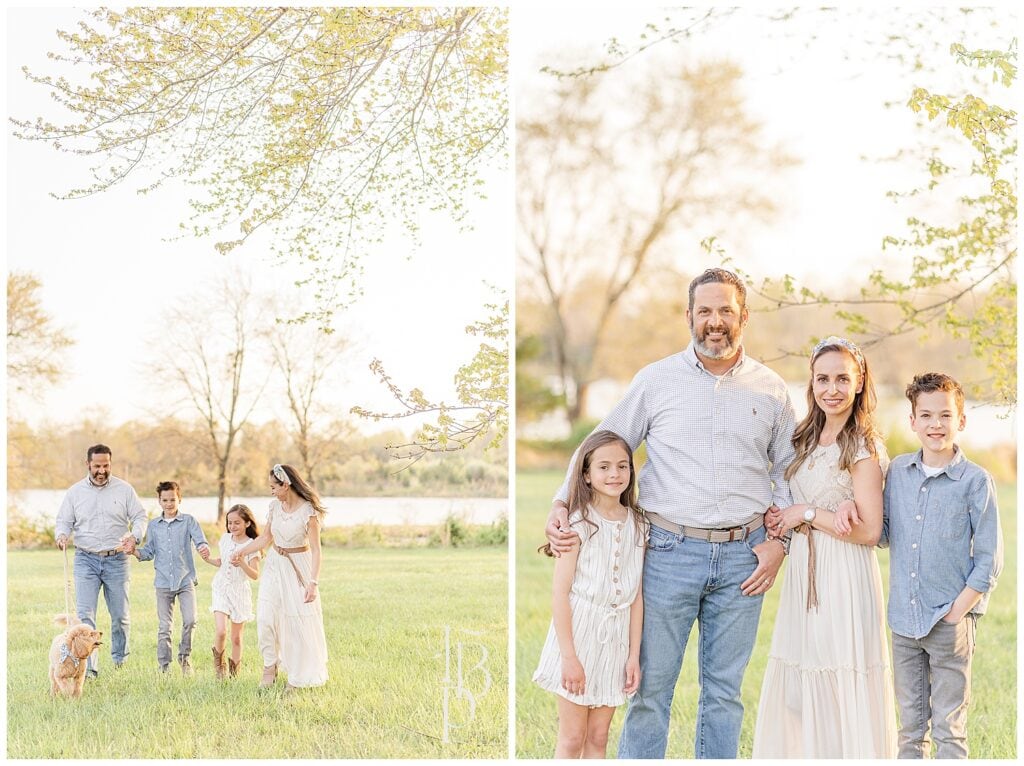 Field photos of a family with dog in Haymarket, VA park