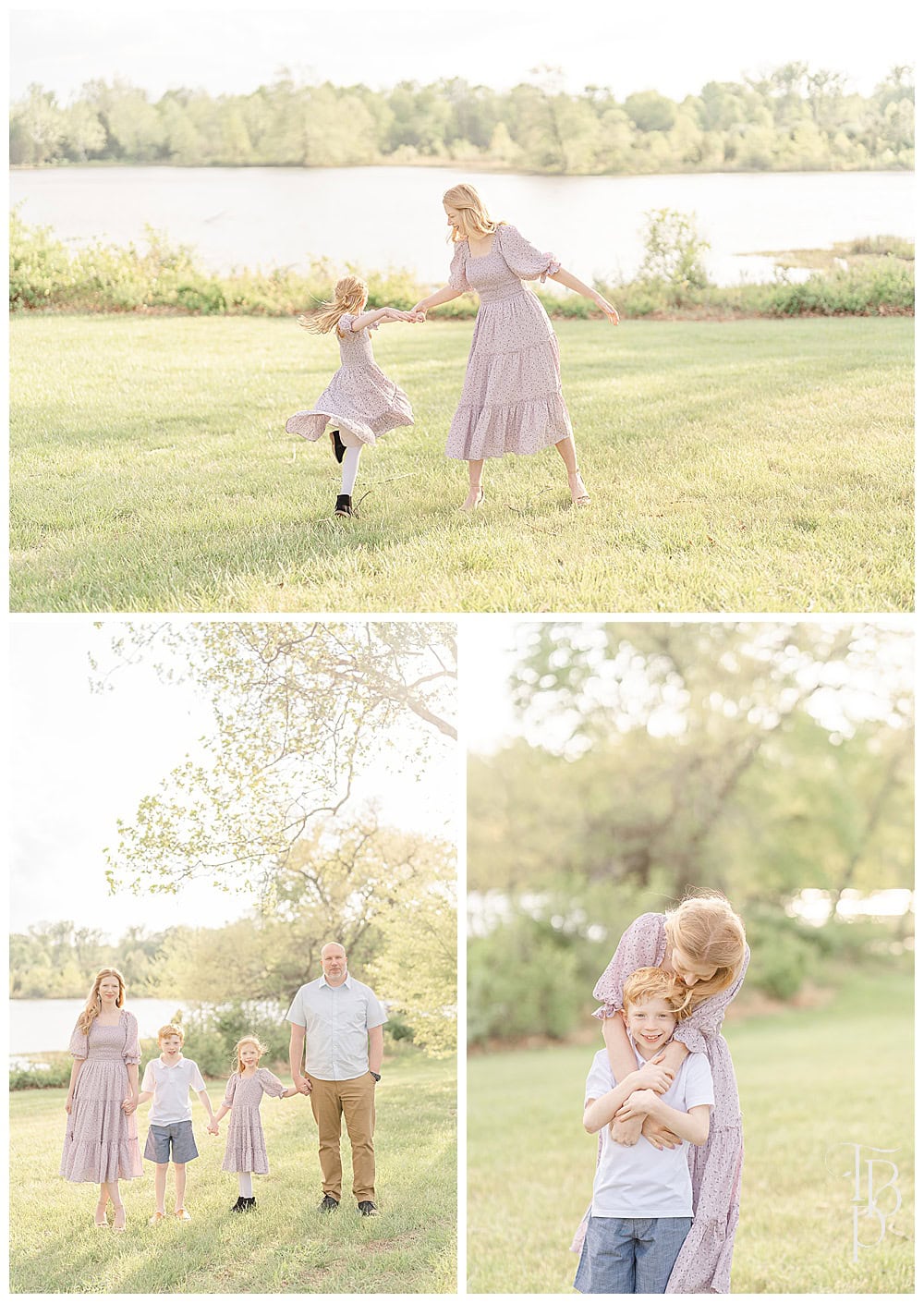 Collage of family photos taken at Silver Lake Park in Haymarket, Virginia