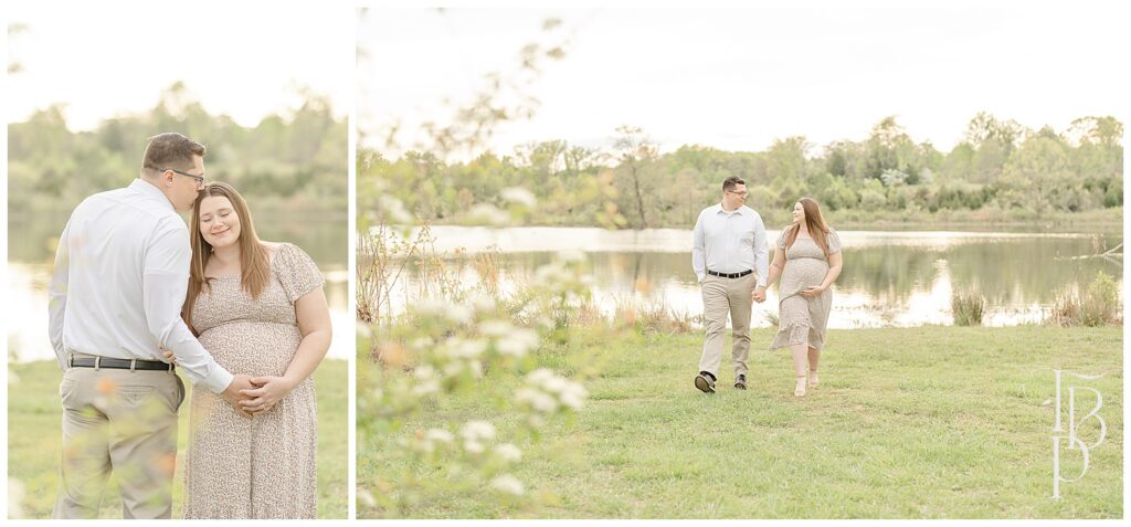 Spring maternity photos at Silver Lake Regional Park in Haymarket