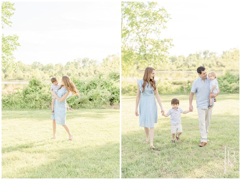 Family photos at Silver Lake Regional Park in summer