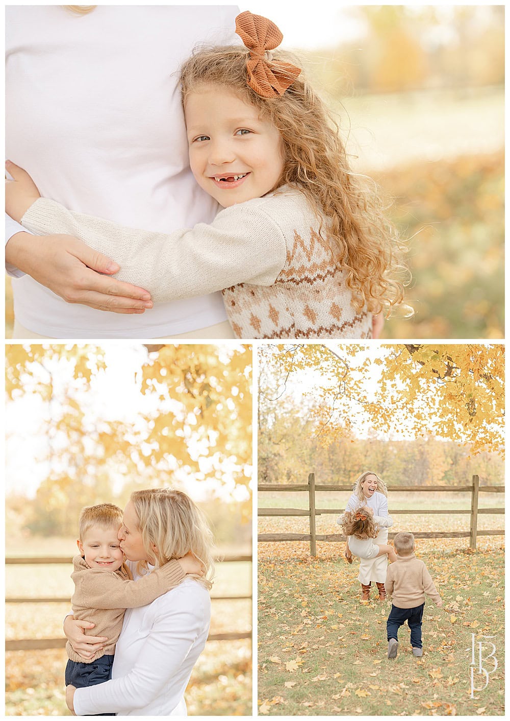collage of photos from a mini session, showing the reasons why it's important to pay attention to the qualities of a family-friendly photographer