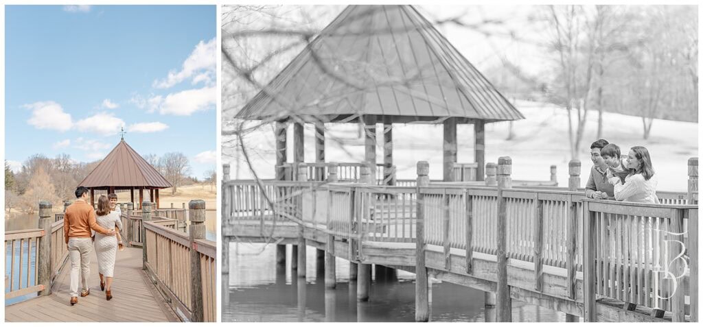 Family in a gazebo for their maternity pictures