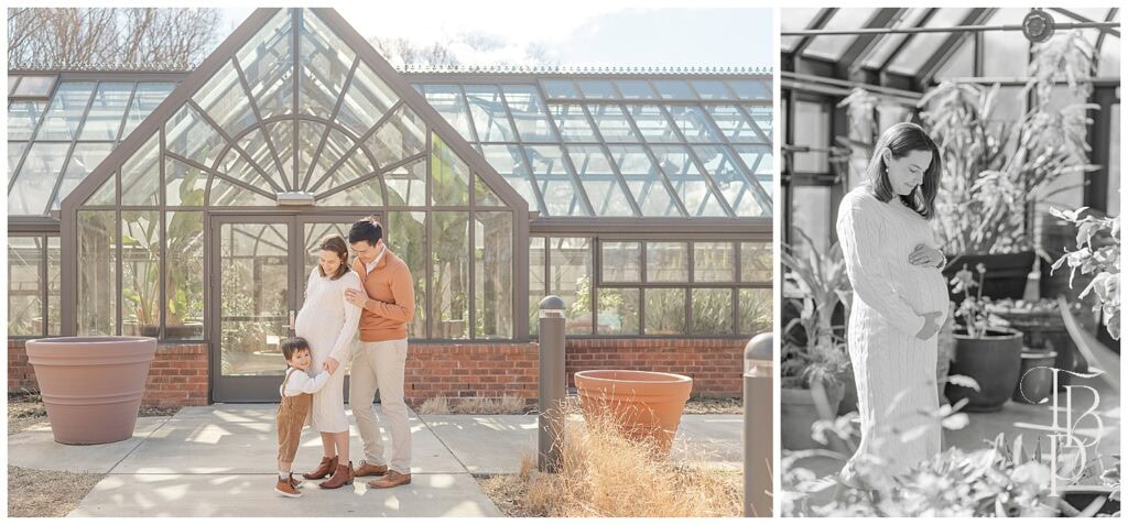 Family in front of a greenhouse