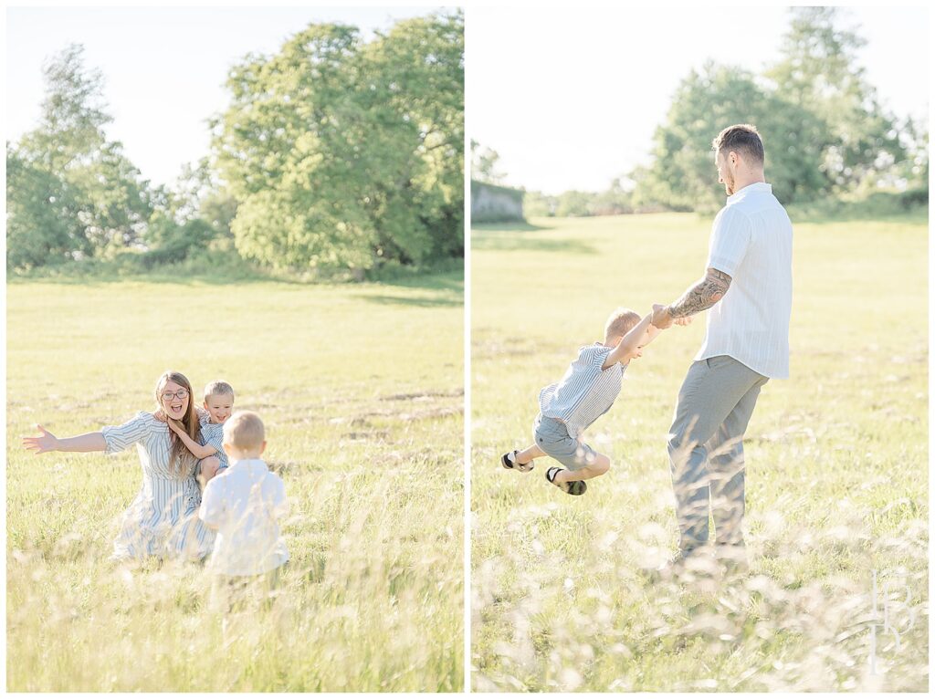 Kids playing with mom and dad