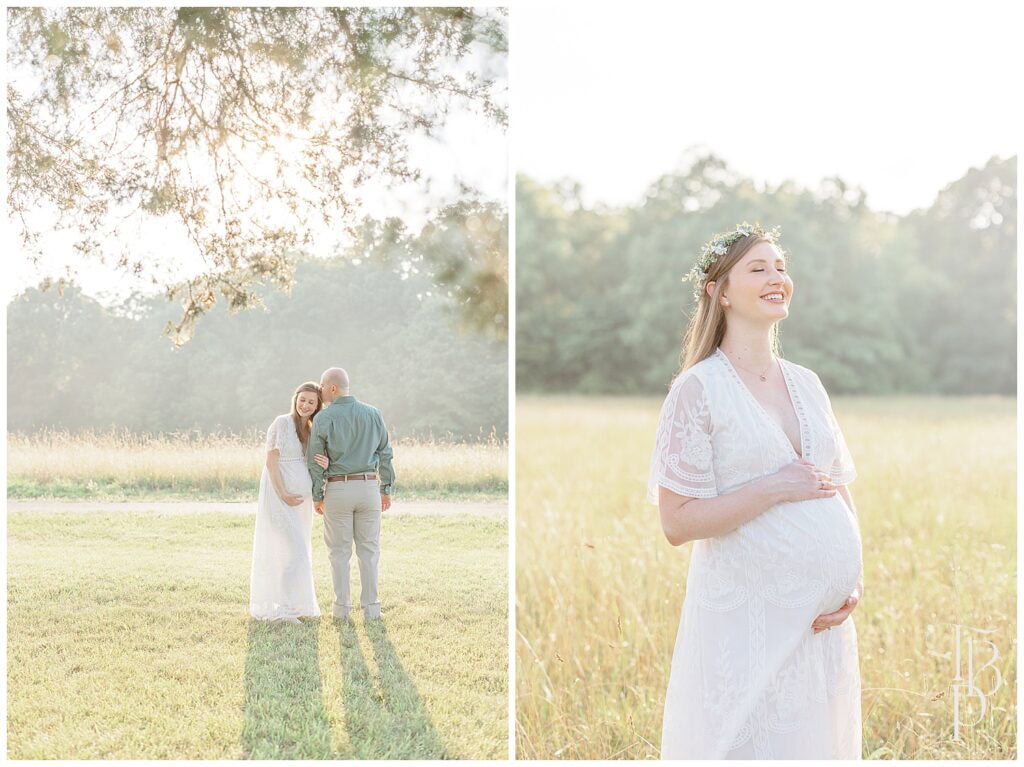 Maternity pictures in the middle of field with tall grass