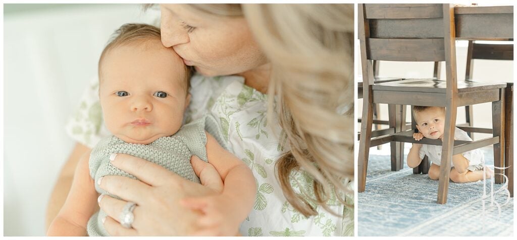 baby boy and brother during their lifestyle newborn photos