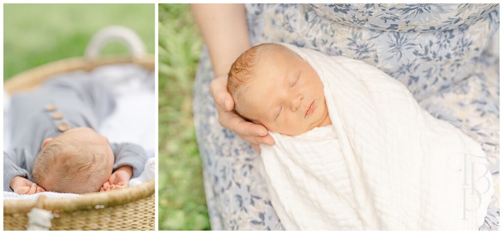baby boy during outdoor newborn session