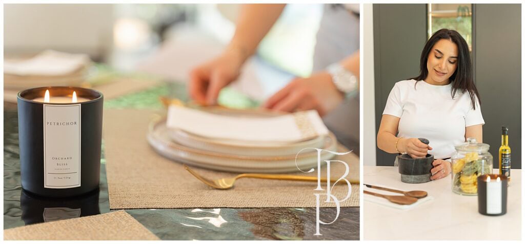 lifestyle product photoshoot with a candle