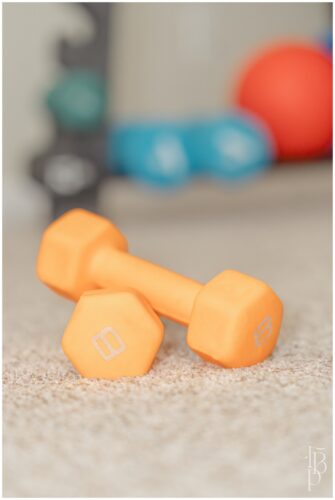 Weights as props for brand photos